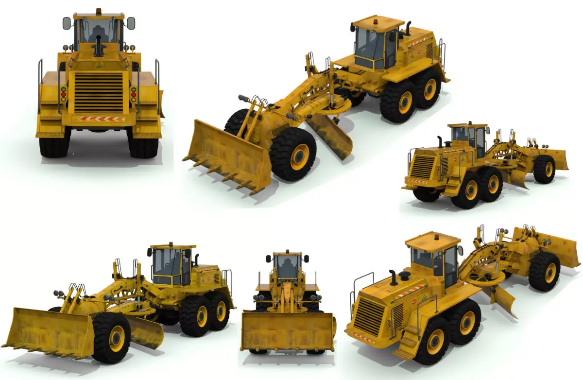 Grader truck Low-poly 3D model