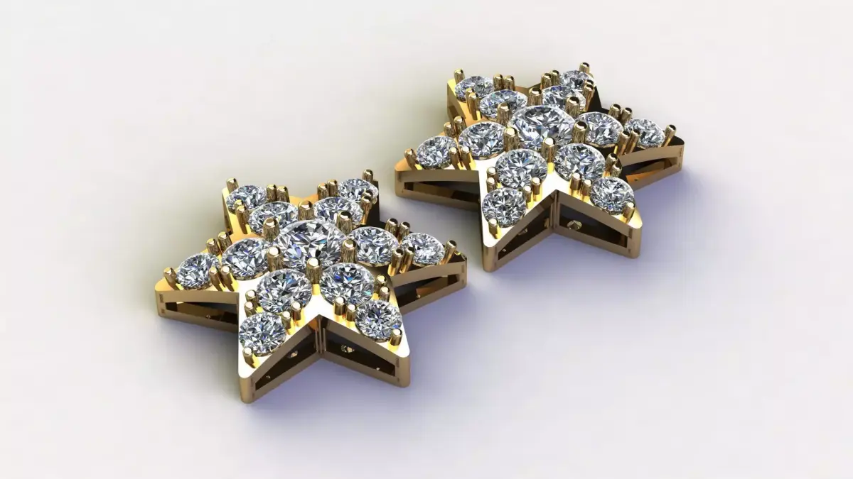 6 Line Star Earring  Free 3D model