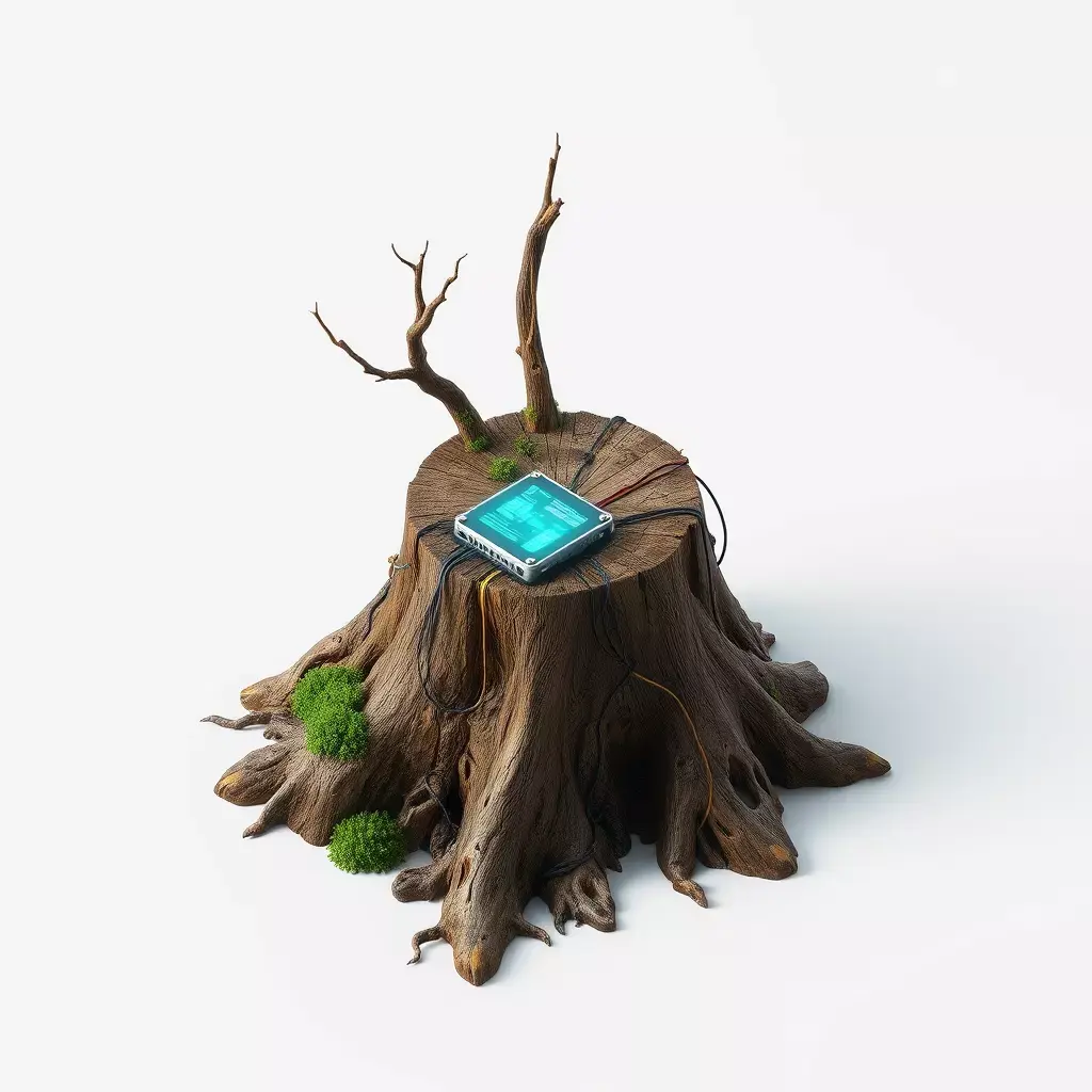 Cyberpunk Tree Stump Device Low-poly 3D model
