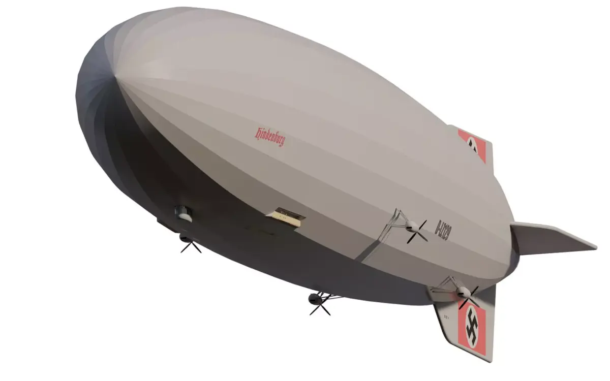 Hindenburg zeppelin with interior 3D model