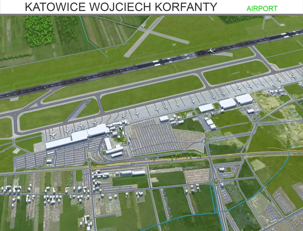 Katowice Wojciech Korfanty Airport 10km Low-poly 3D model