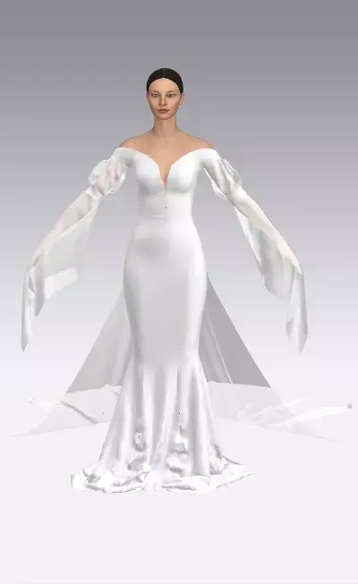Wedding dress  fish tail detail belts watermelon slevee  Low-poly 3D model