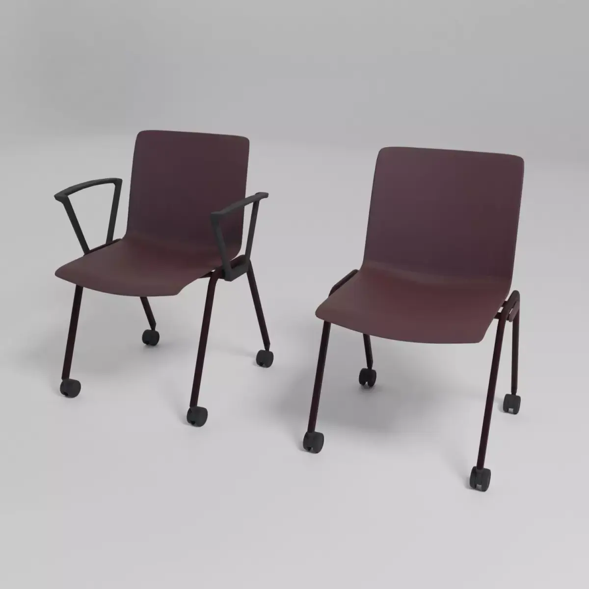 SHILA - Stackable plastic reception chair with castors - Free 3D model