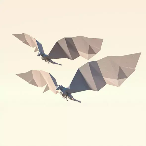 Low Poly Paper Dragon Low-poly 3D model