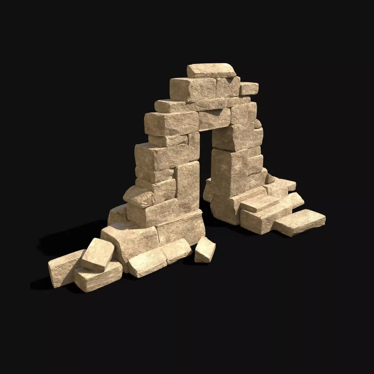  ARABIC DESERT RUINS GATE ORIENTAL EGYPTIAN SAND STONE Low-poly 3D model