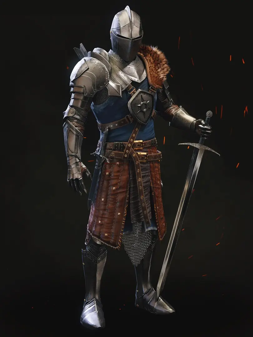 Medieval Knight with Armor and Fur 3D model