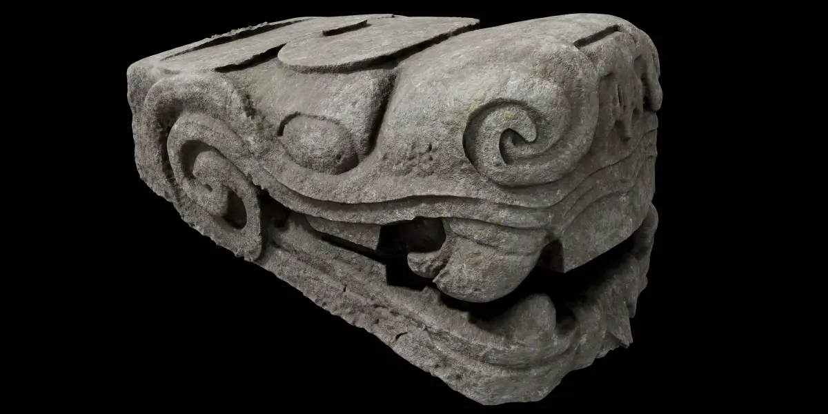 PreColumbian Serpent Carving Statue 3D model