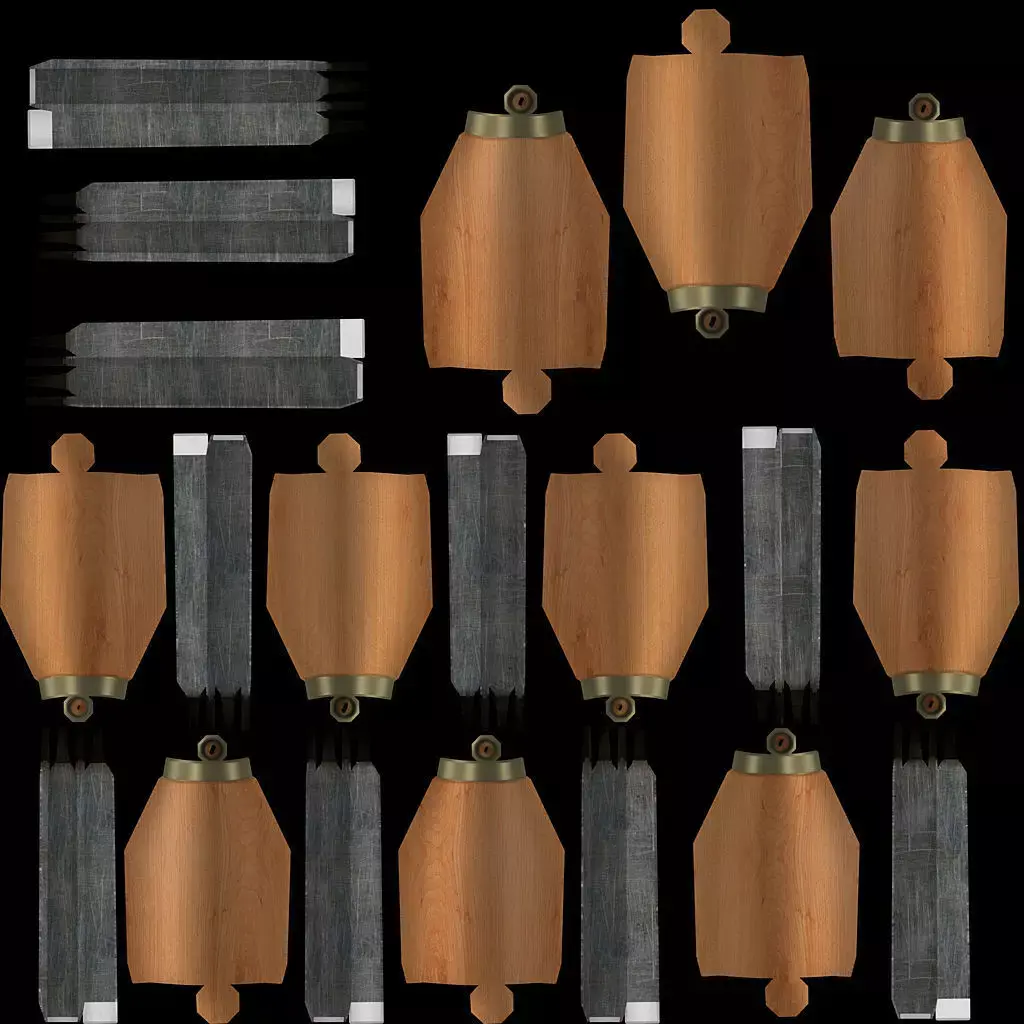 Carving set of wooden tools Low-poly 3D model