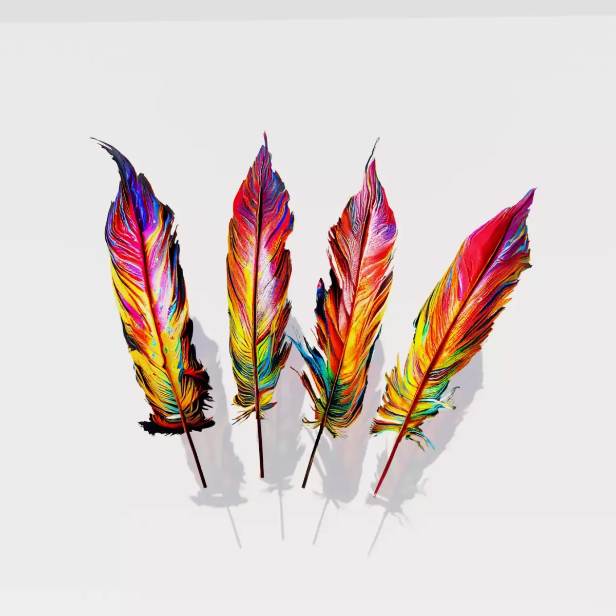 Colorful Feathers Low-poly 3D model