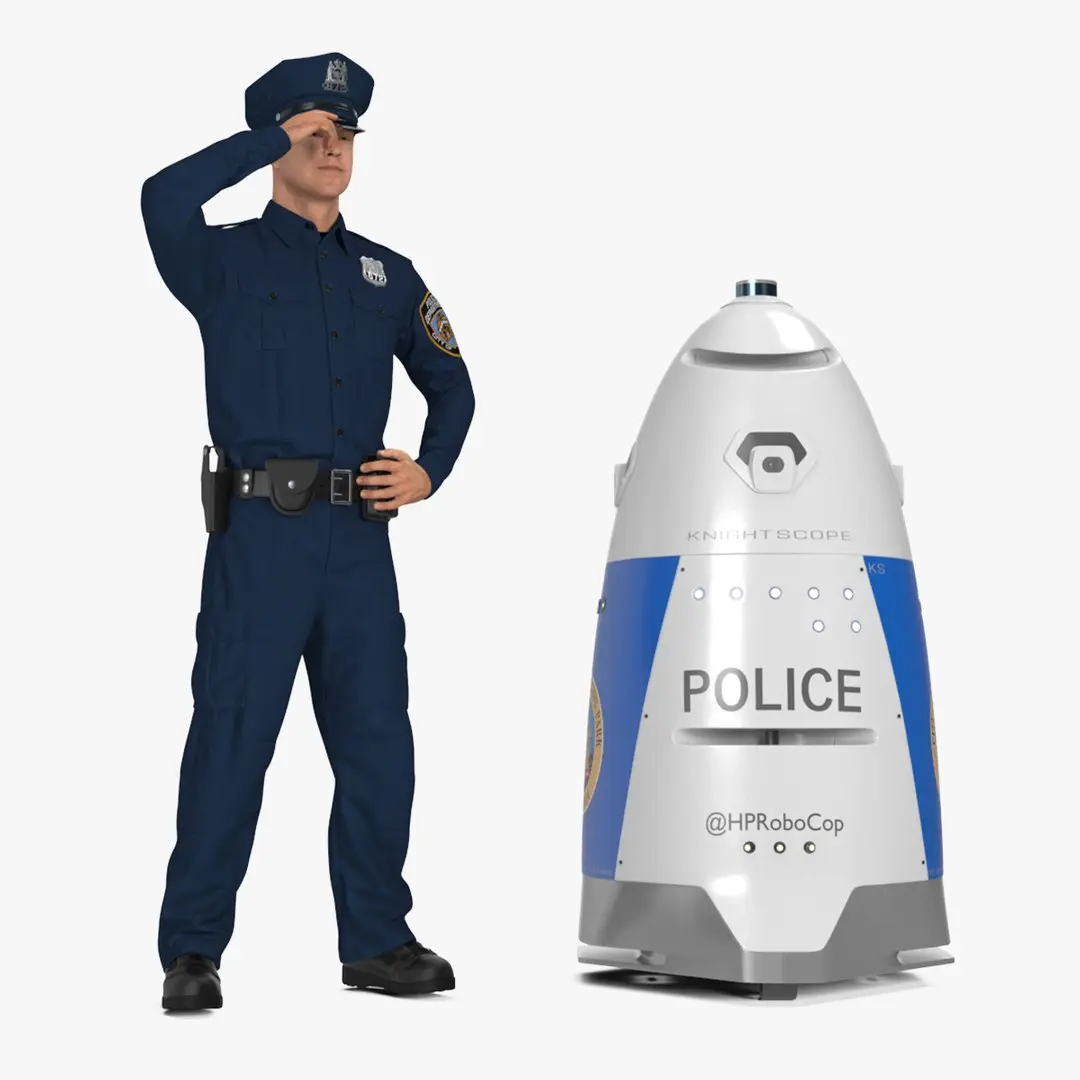 K5 Security Robot and Policeman 3D model