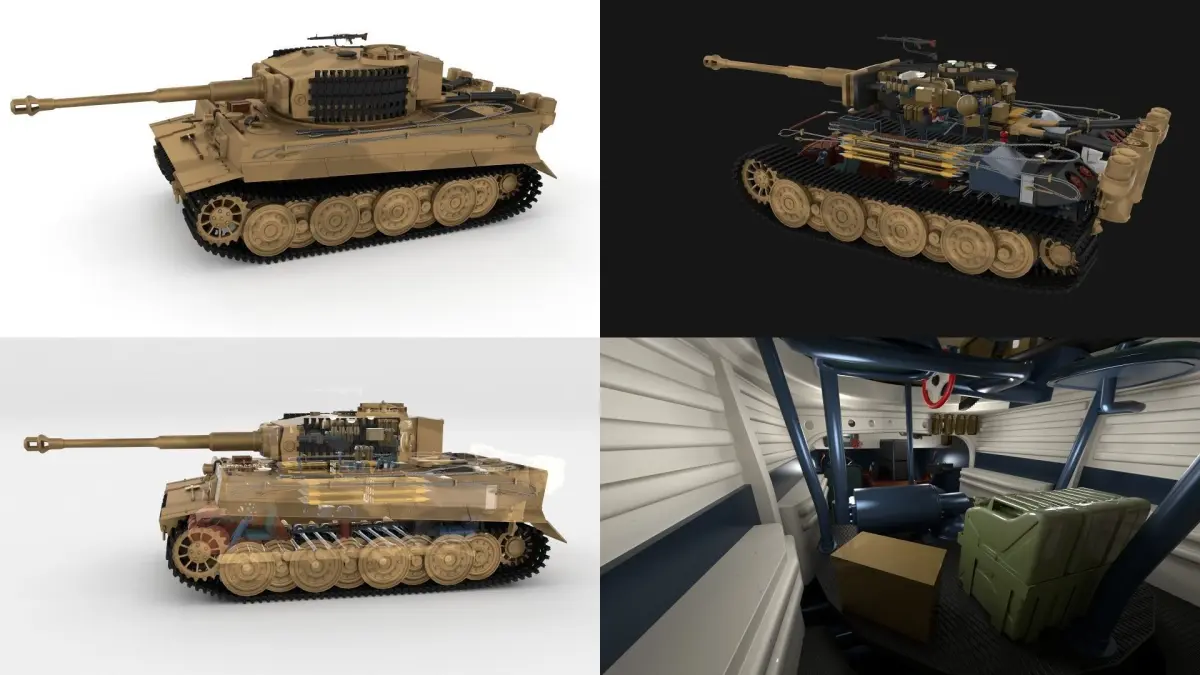 Fully built Panzer Tiger Tank Late 1944 v1 w interior and engine 3D model