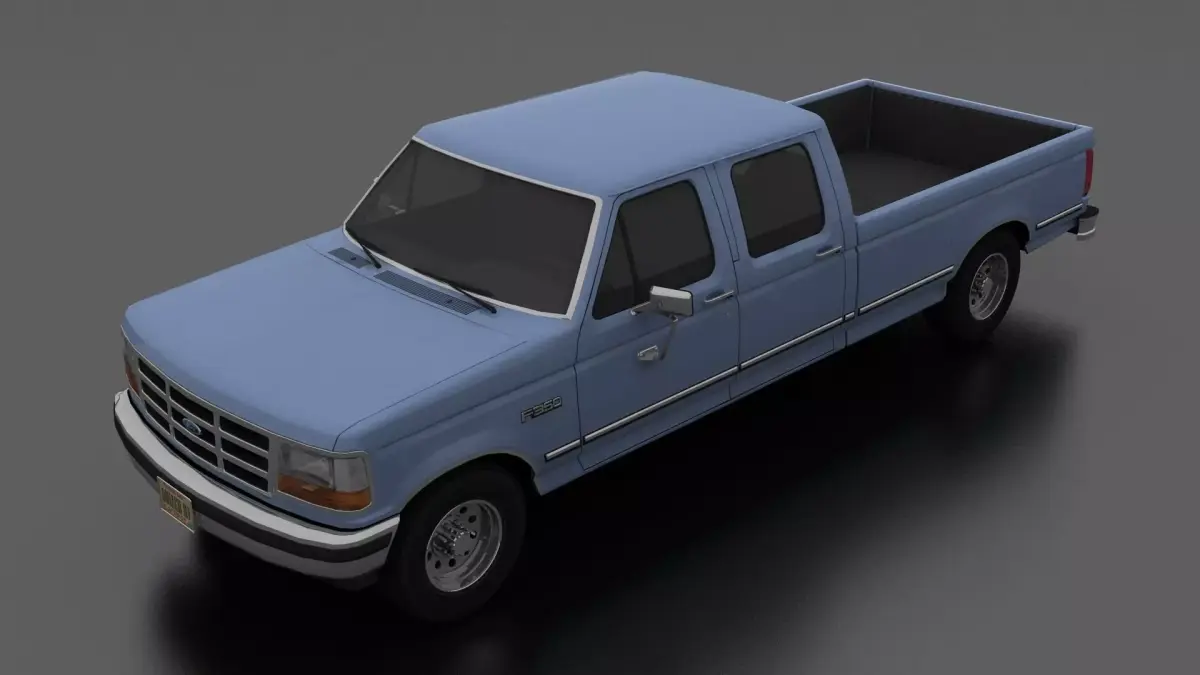 F-Series F-350 Pickup 1992 CrewCab Low-poly 3D model