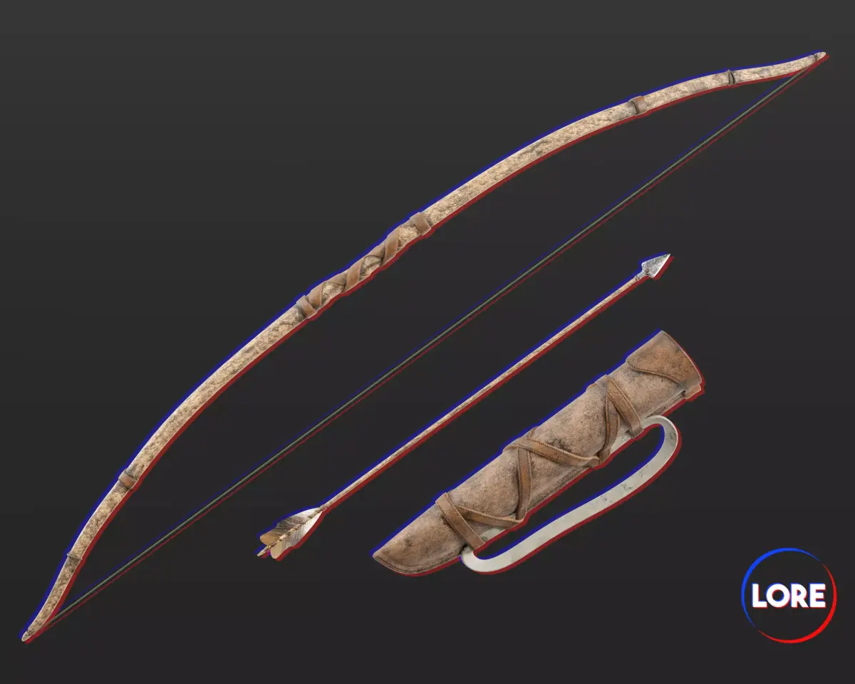 Medieval Crude Weapon Bow and Arrow Low-poly 3D model