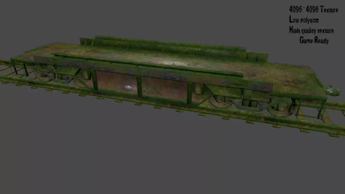 train 1 old on track Low-poly 3D model