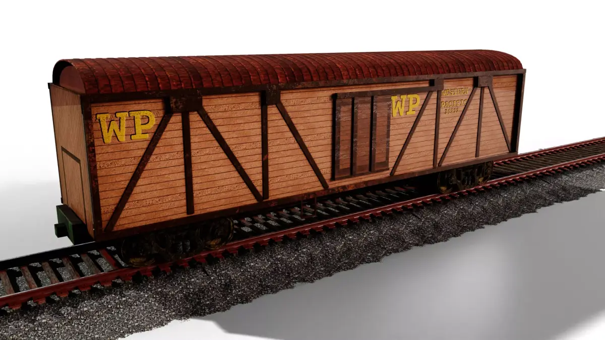 Western Pacific Wooden Railroad Car 3D Model Summary 3D model