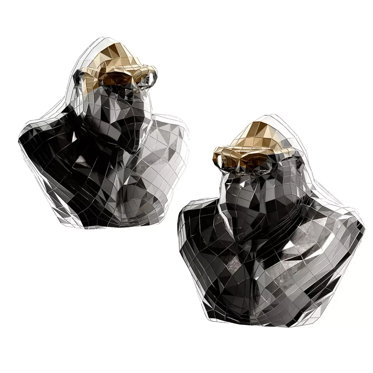 Modern cyberpunk orangutan bust sculpture ornament 3D model