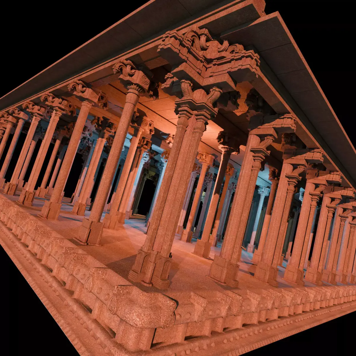 south indian Dravidian temple architecture 3D model