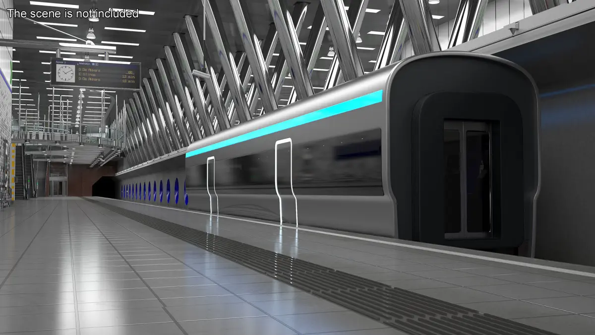 Futuristic Passenger Wagon Silver 3D model