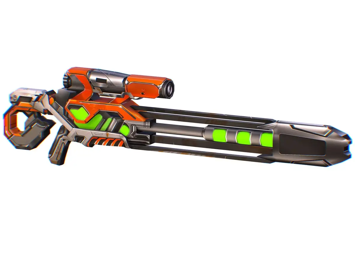 LowPoly Cartoon Sci-Fi Sniper Rifle Futurre Low-poly 3D model