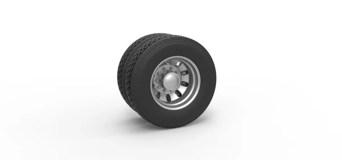 Rear custom wheel of semi truck Version 21 Scale 1 to 25 3D print model
