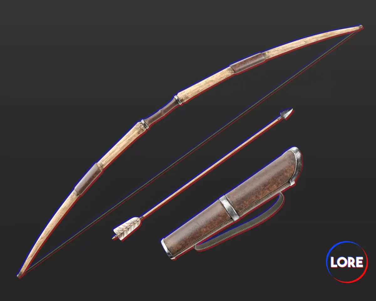 Medieval Knightly Weapon Bow and Arrow Low-poly 3D model