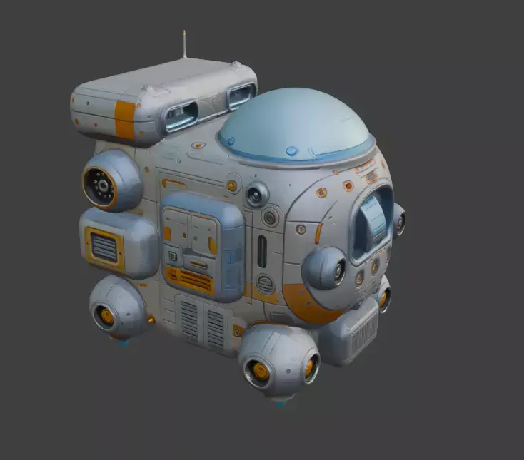 Futuristic Spacecraft Detailed Sci-Fi 3D Model with PBR Textures Low-poly 3D model