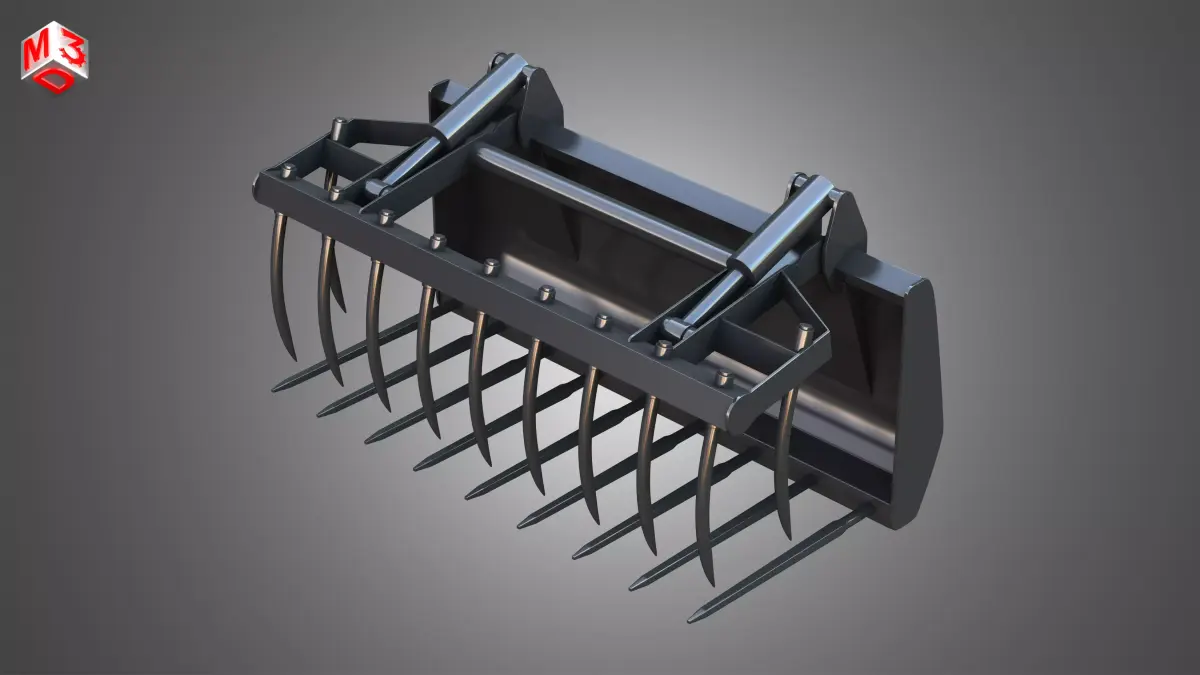 Fork with Grapple - Front Loader 3D model