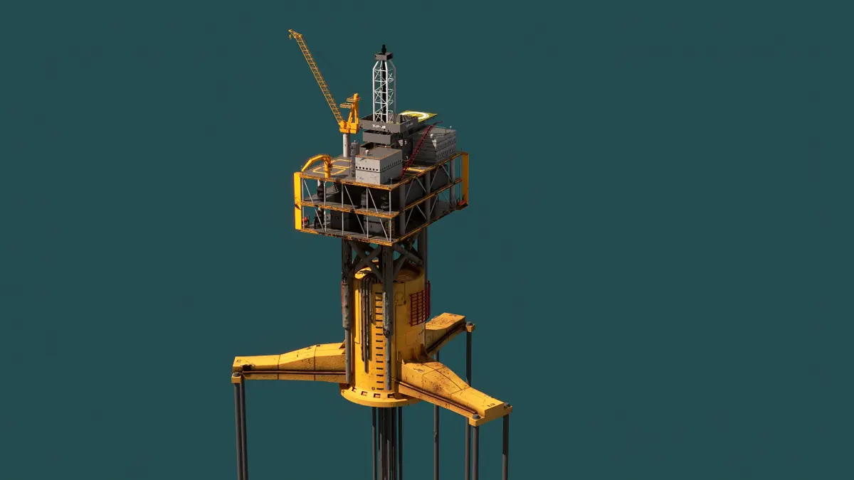 Old TPL Tension Leg Oil Platform 3D model