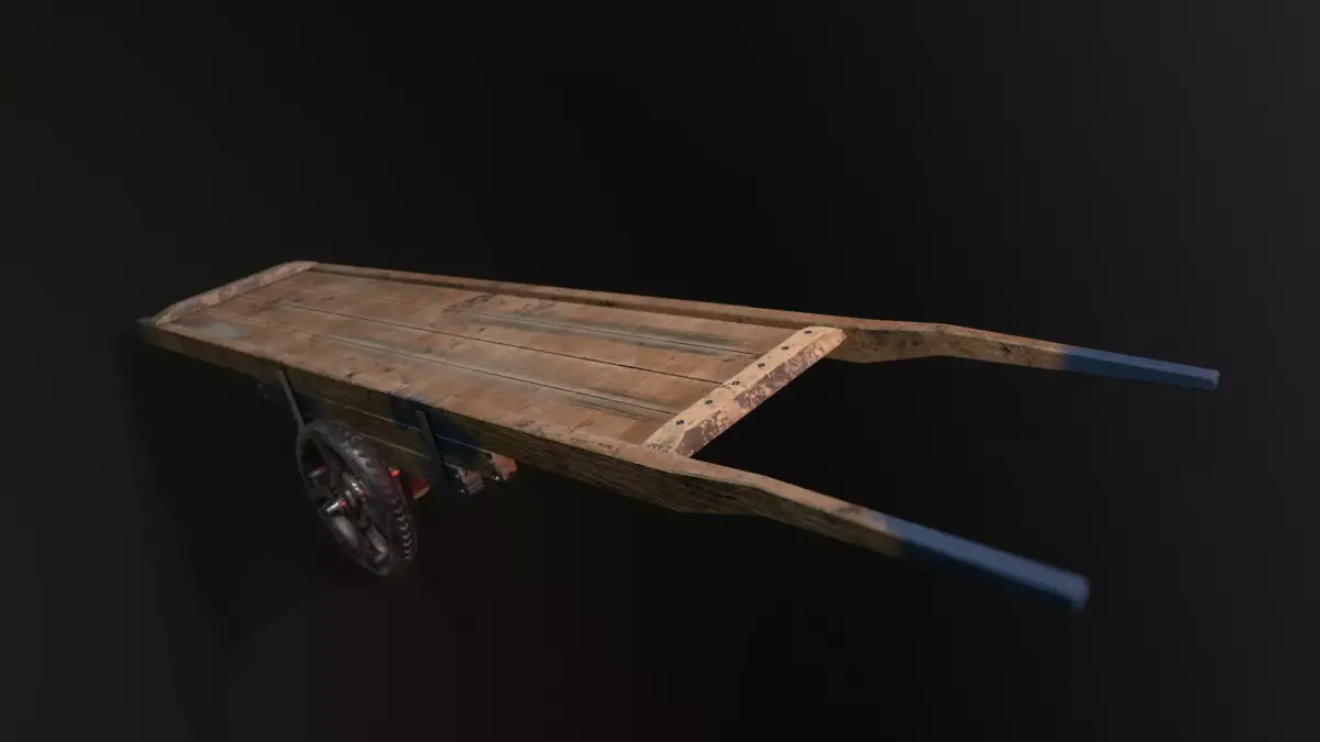 Wooden Hand Cart Low-poly 3D model