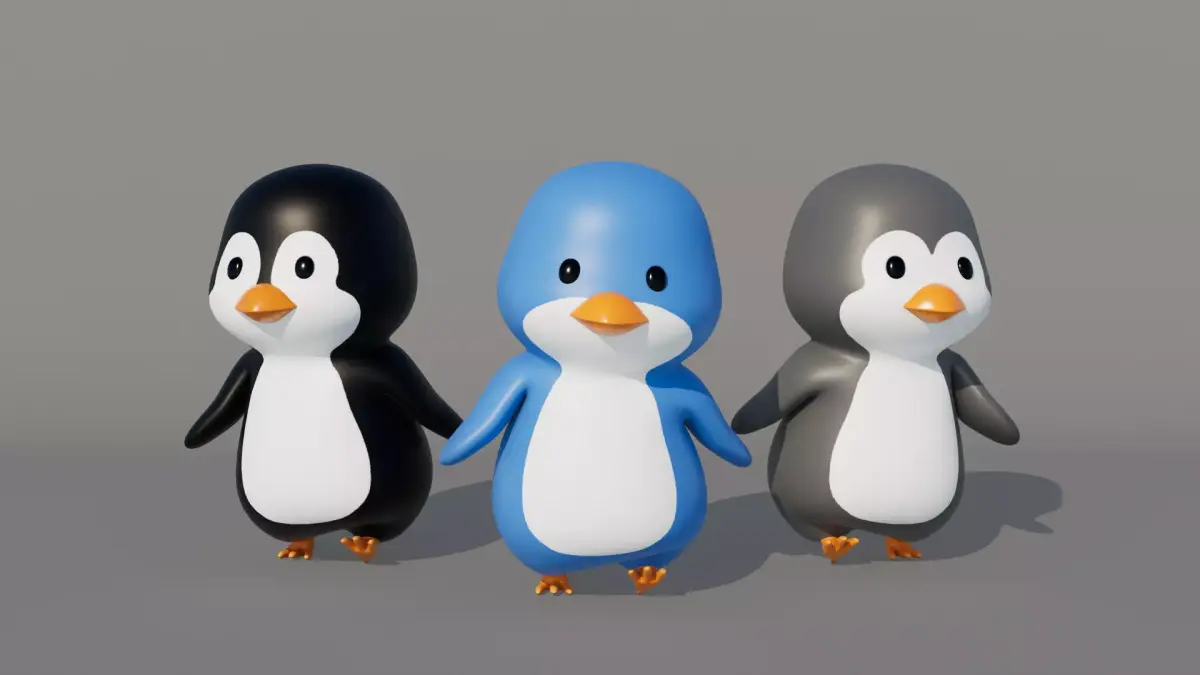 Rigged Cartoon Penguin Low-poly 3D model