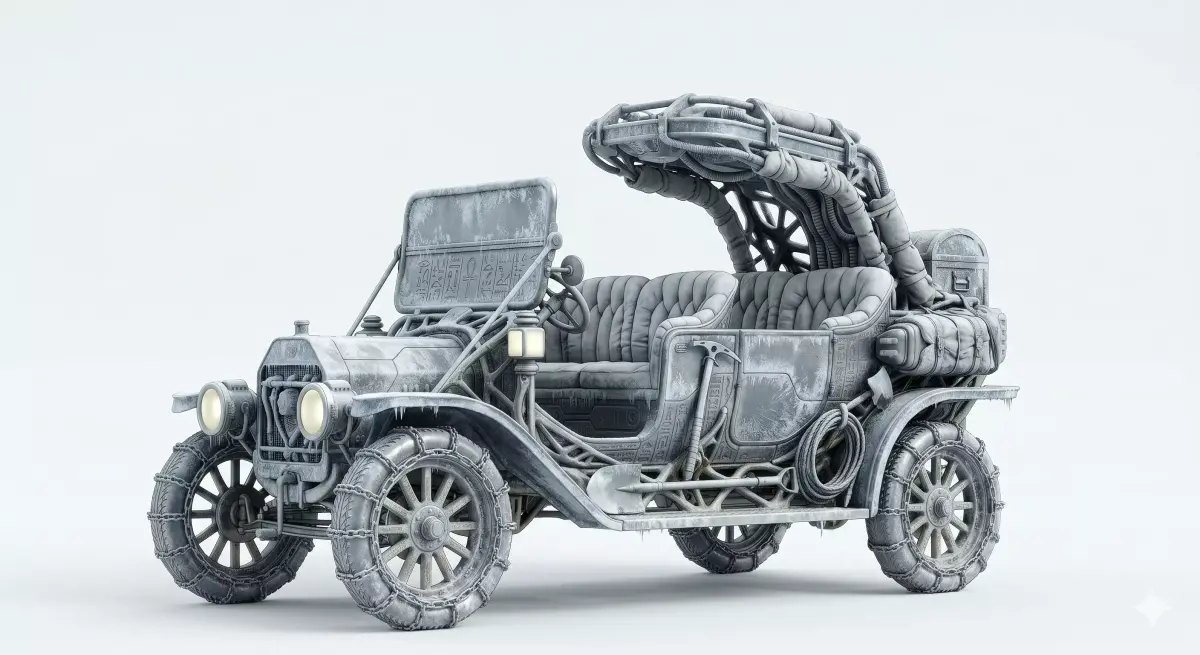 Ancient Arctic Explorer Brass Era Car 3D Model Low-poly 3D model