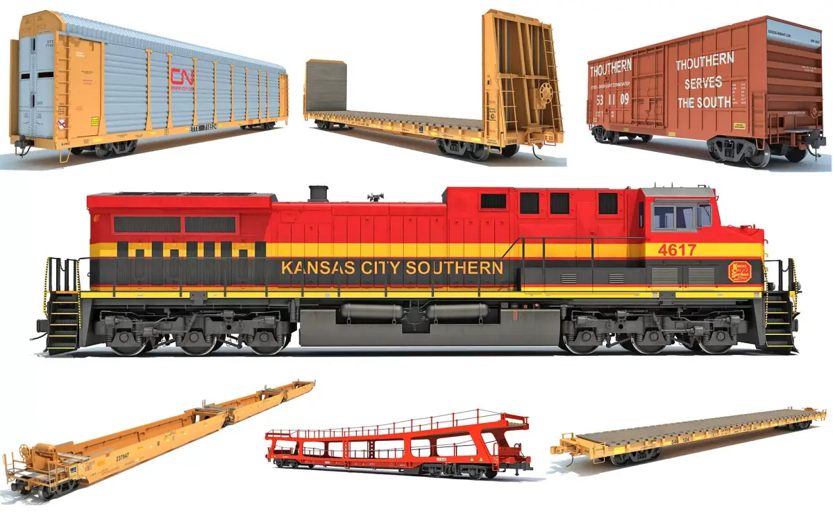 Kansas City Southern Freight Train 3D Model Pack