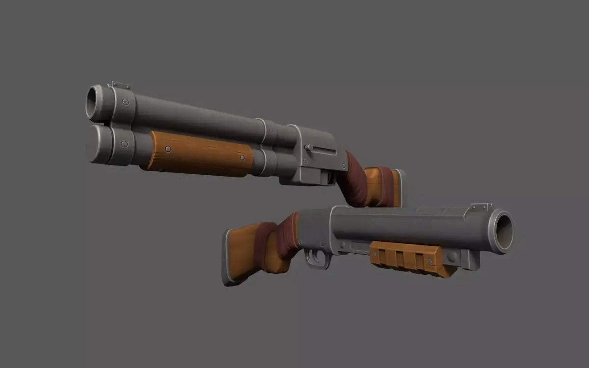 Fantasy Shotguns Low-poly 3D model