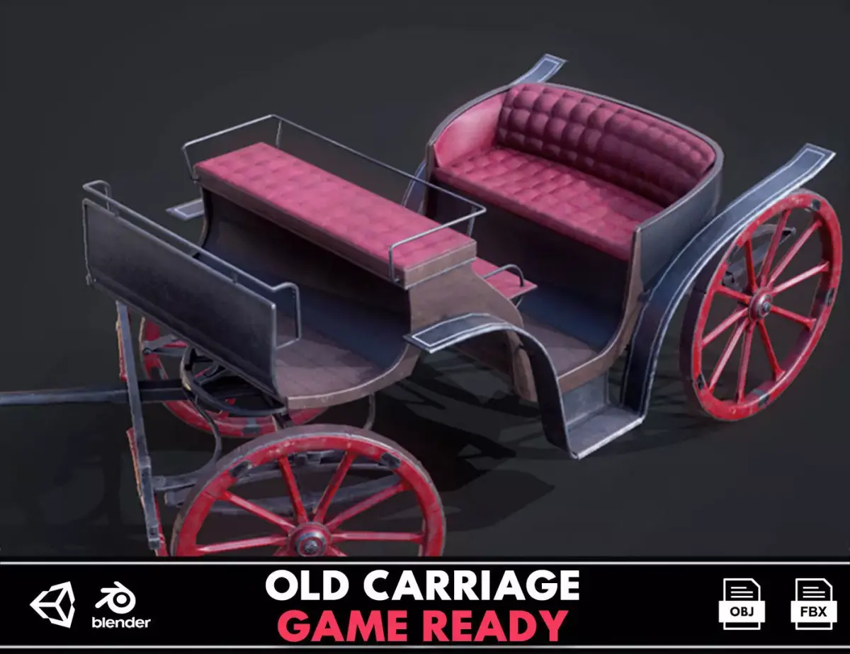Old Carriage - GameReady Low-poly 3D model