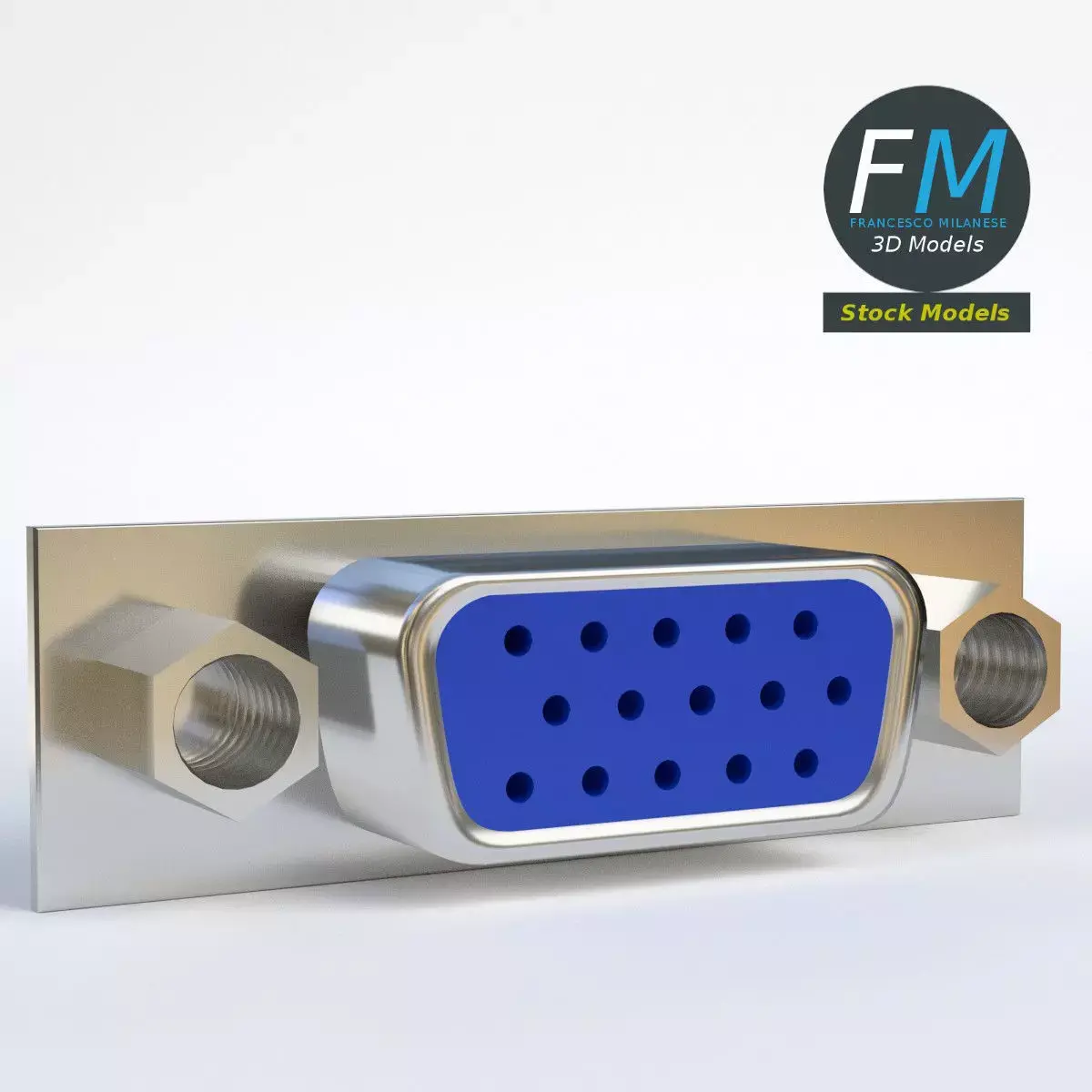 VGA female connector 2 3D model