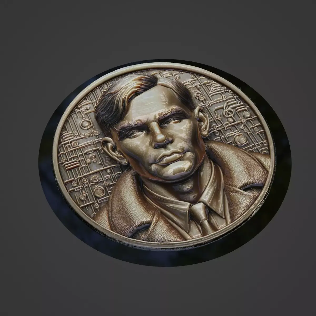 Alan Turing Medallion 3D print model buy