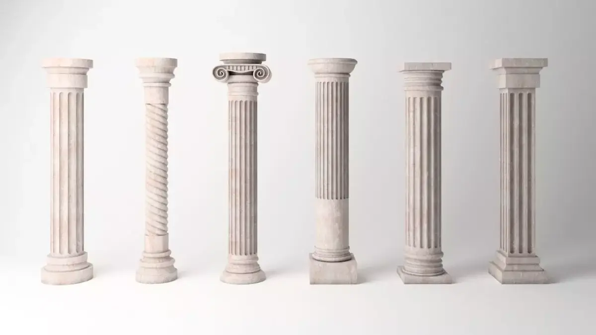 Antique Column Pack - 6 Pieces Low-poly 3D model