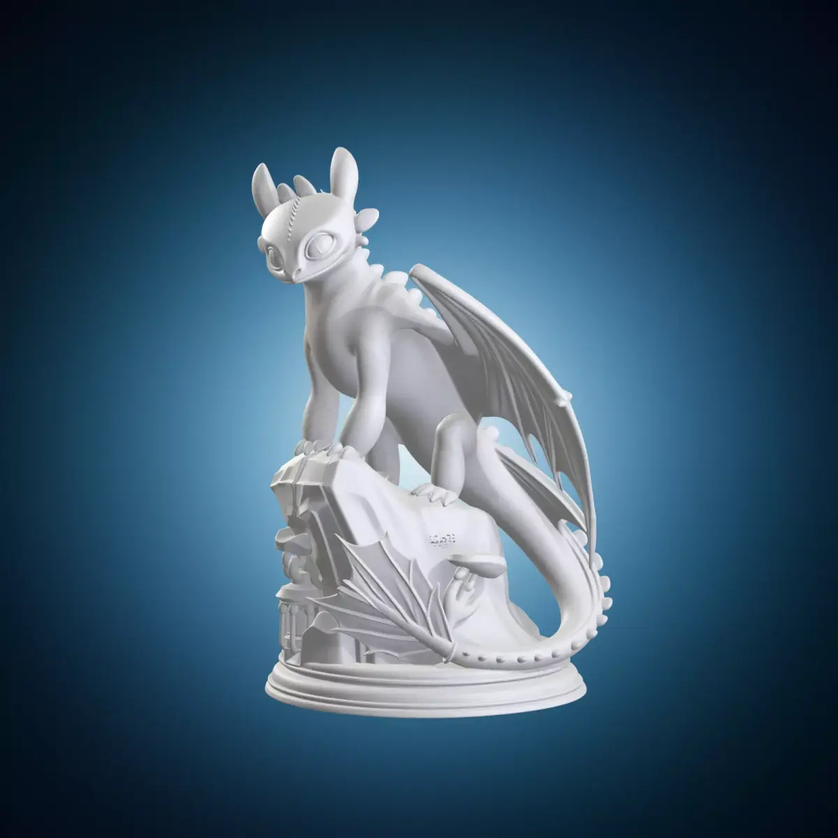 Toothless How to Train Your Dragon Statue on Base 3D print model