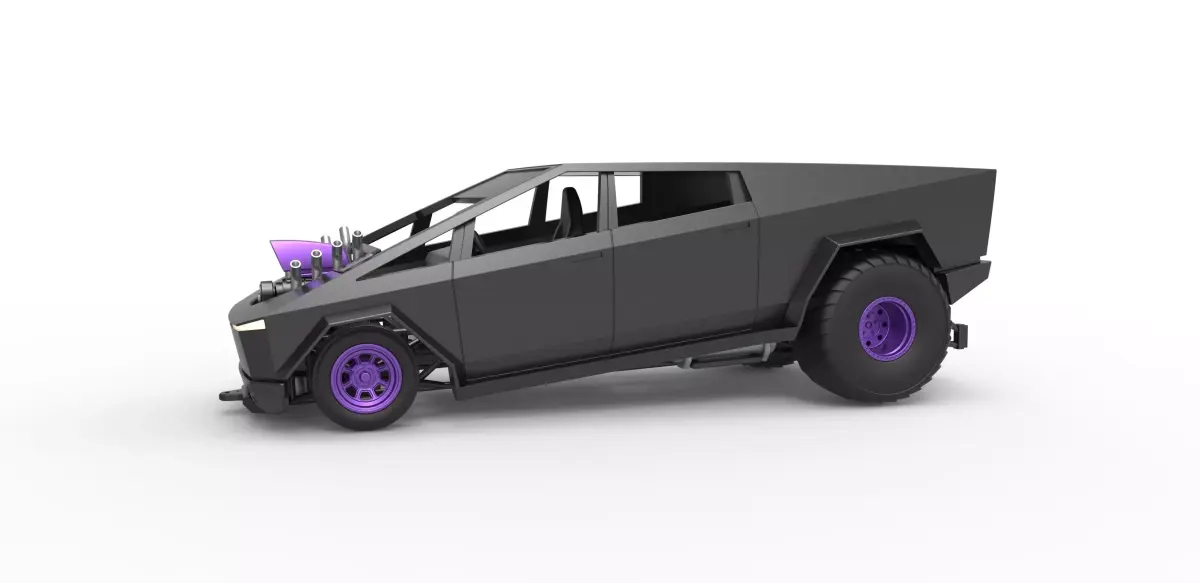 Tesla Cybertruck pulling truck 2wd Scale 1 to 25 3D print model