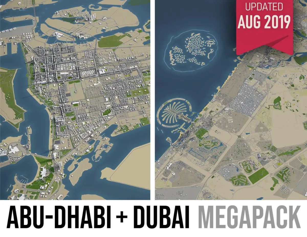 Abu Dhabi and Dubai - 2 cities 3D model