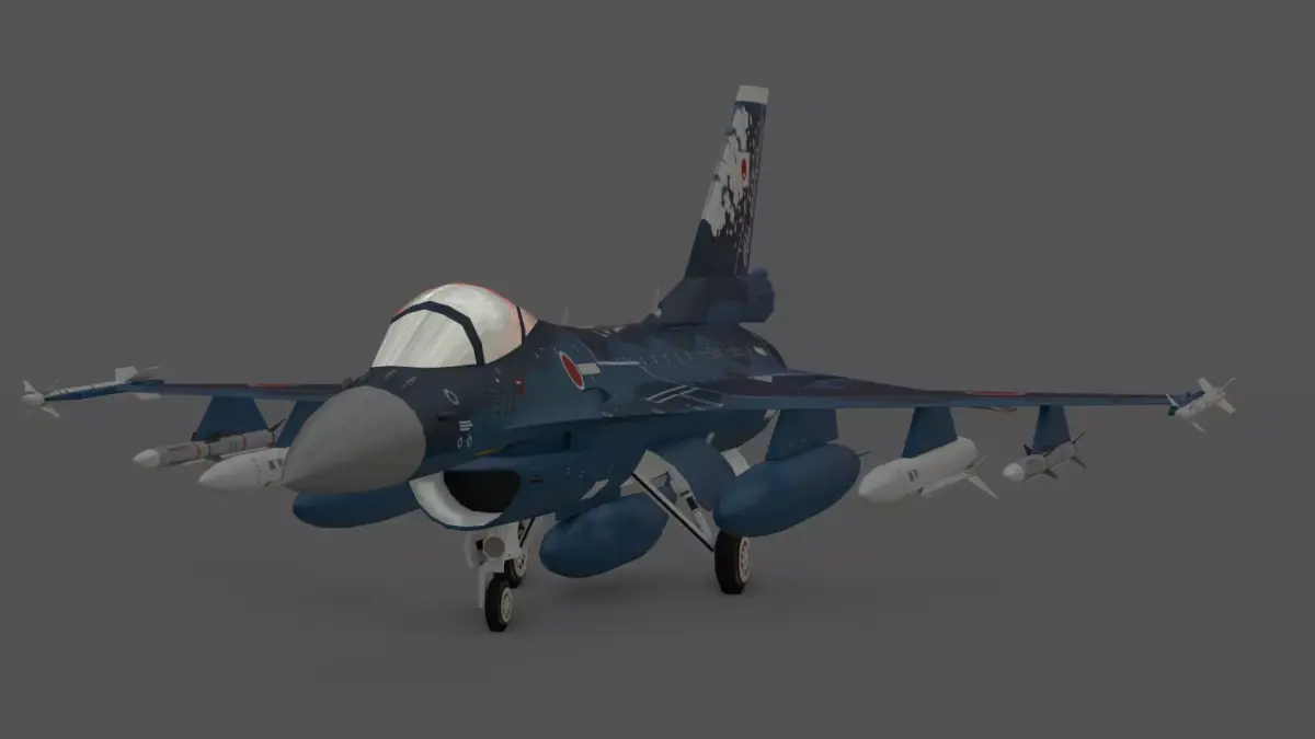 JASDF F-2A Fighter Jet 3D Model Low-poly 3D model