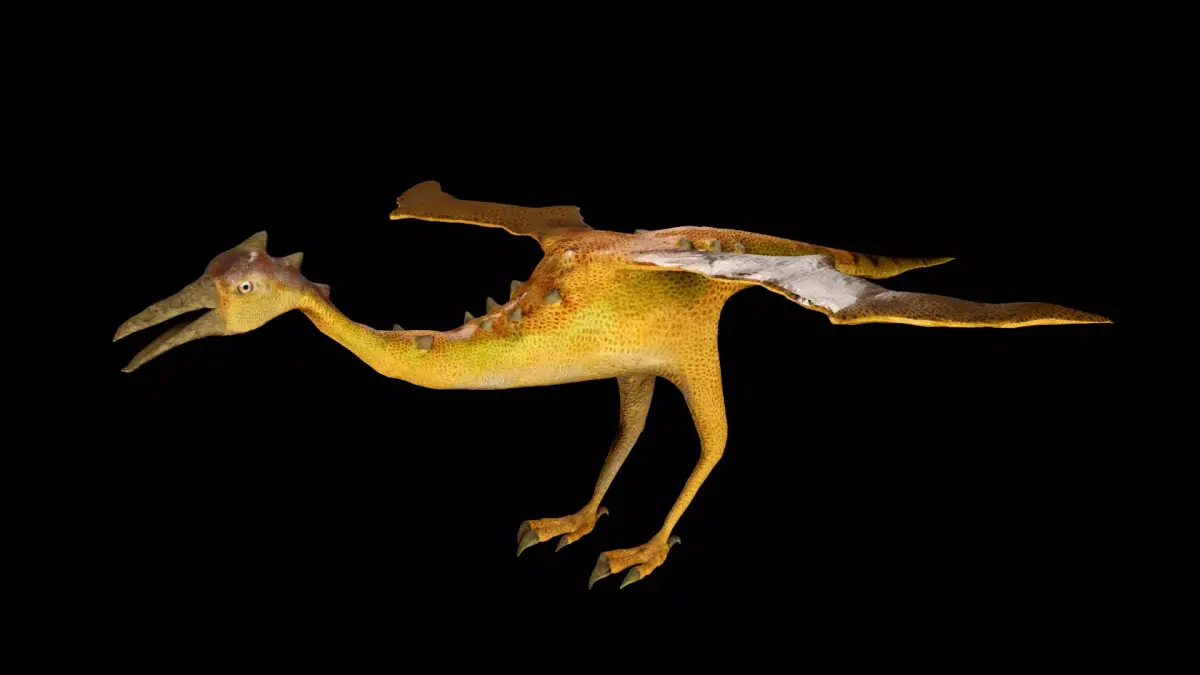Dino yellow with wings Low-poly 3D model
