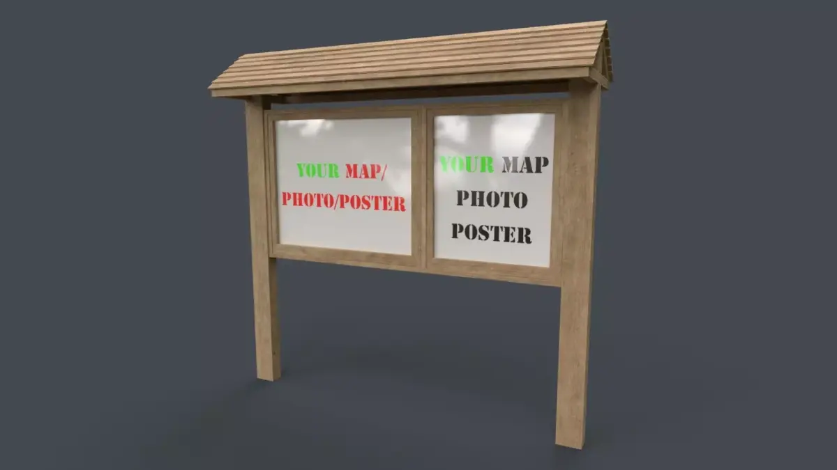 PBR Outdoor Wooden Notice Board A  Low-poly 3D model