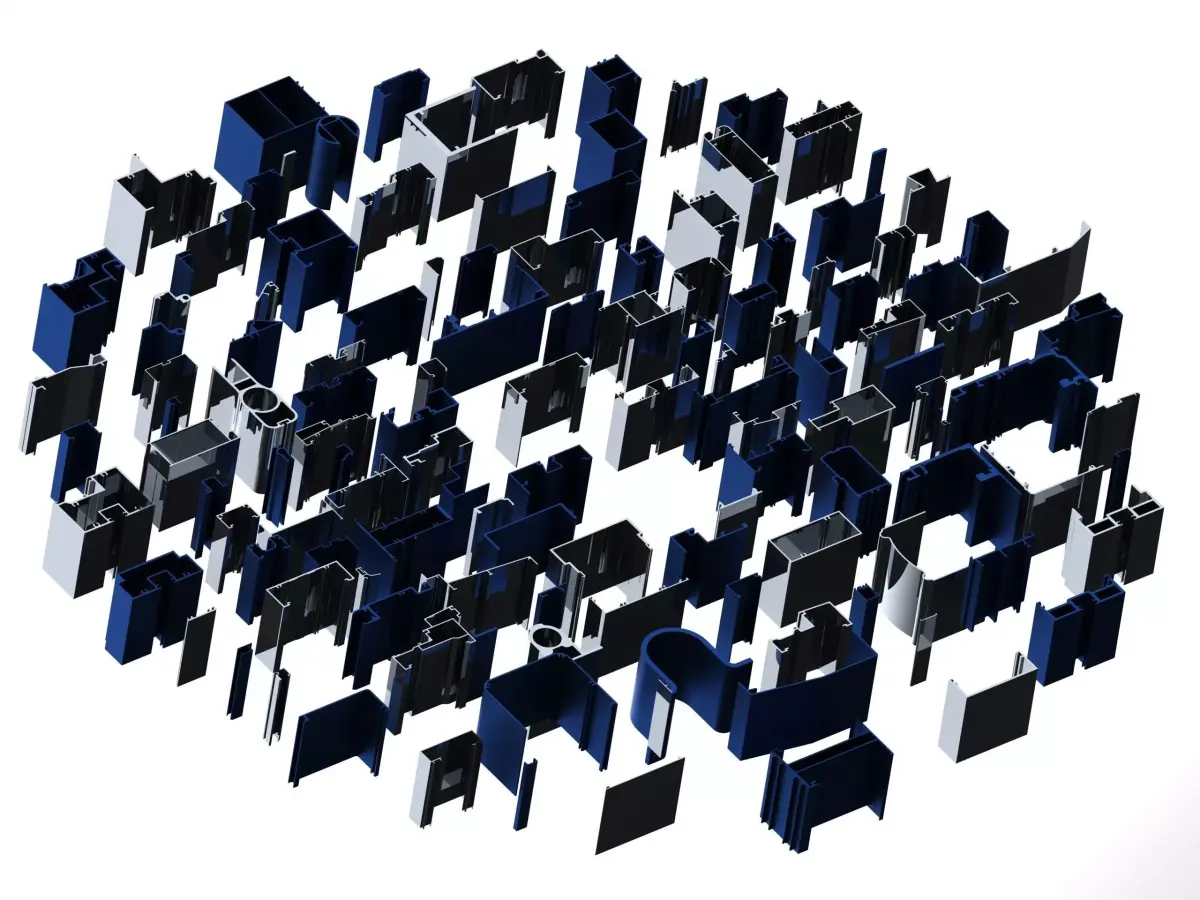 Extruded Aluminium Profile Enclosures Set for Shopfront Low-poly 3D model