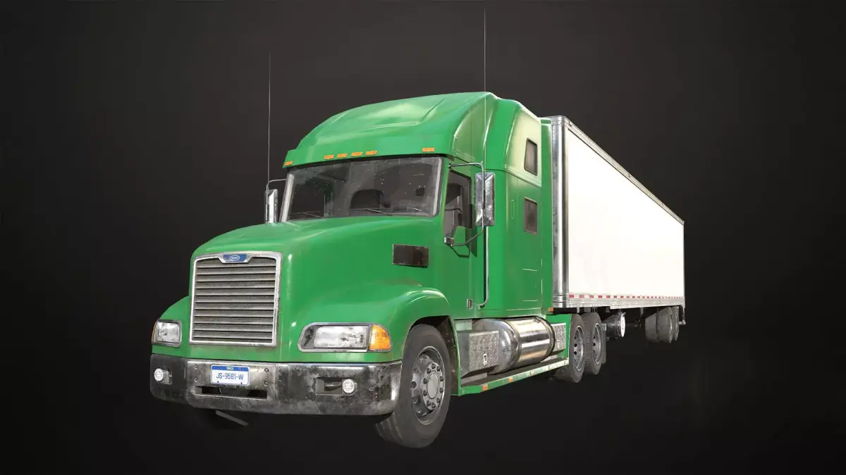 Semi Truck Refrigerated Trailer Low-poly 3D model
