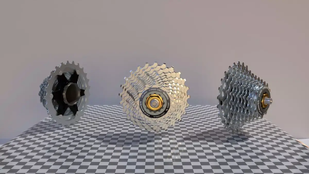Cassette three bicycle gears Free 3D model