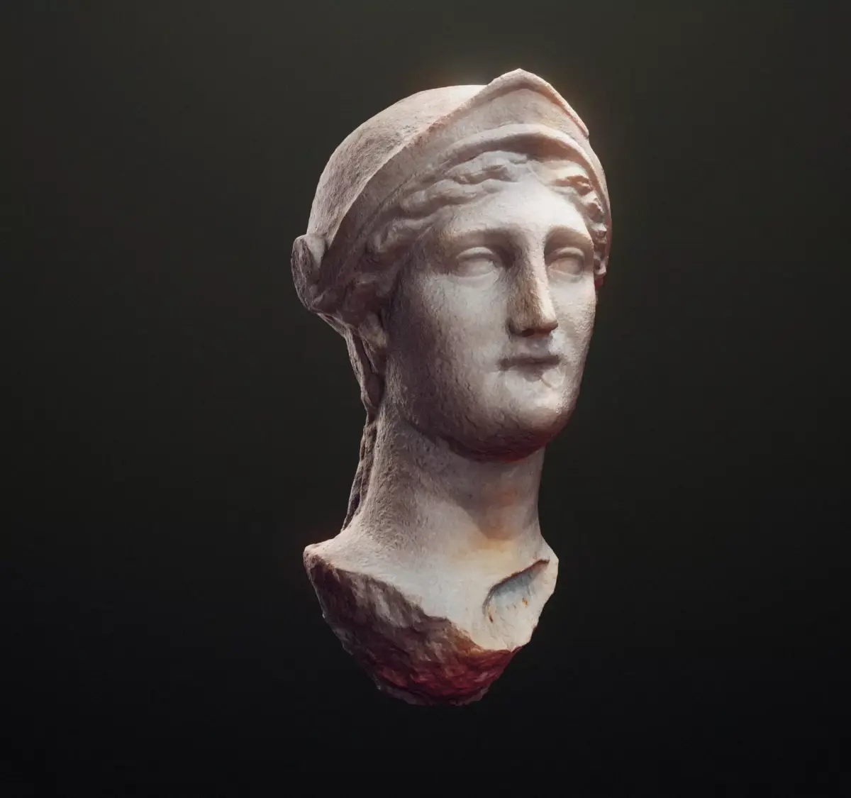 Athen godess head scanned and lowpoly Low-poly 3D model