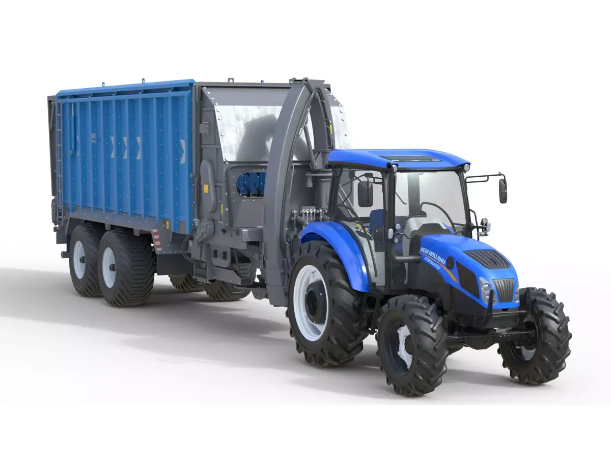 New Holland WorkMaster Tractor and Dump Trailer   Low-poly 3D model