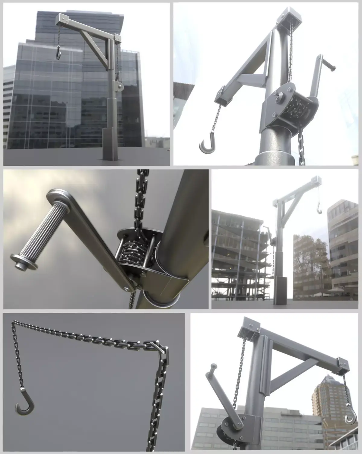Animated Metal Hand Crane High-Poly Version 3D model