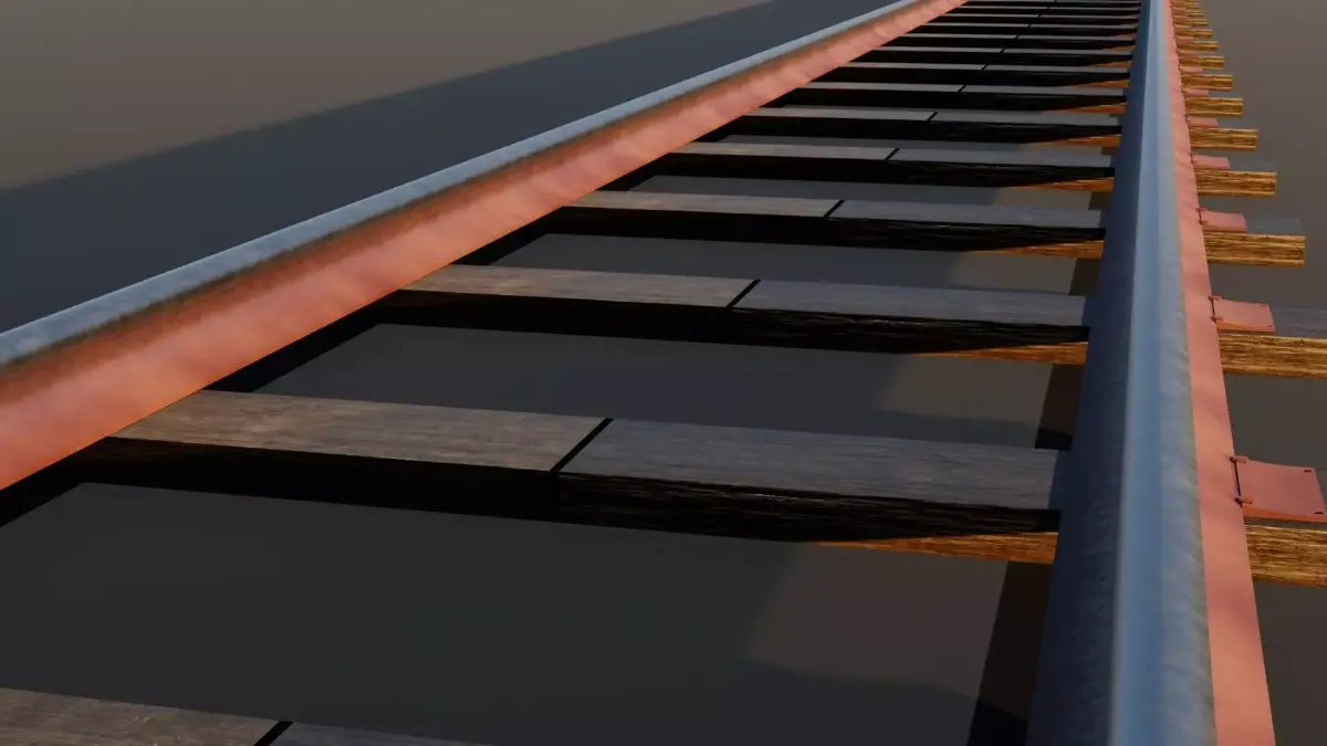 Realistc Railway Tracks 3D Model Game Ready  3D model